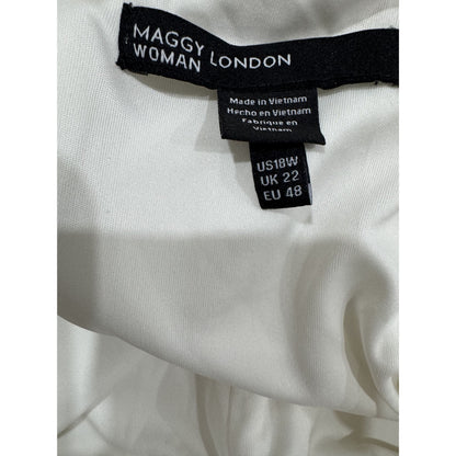 Maggy London Women's White Flutter Sleeve Wide-Leg Jumpsuit Size 18W