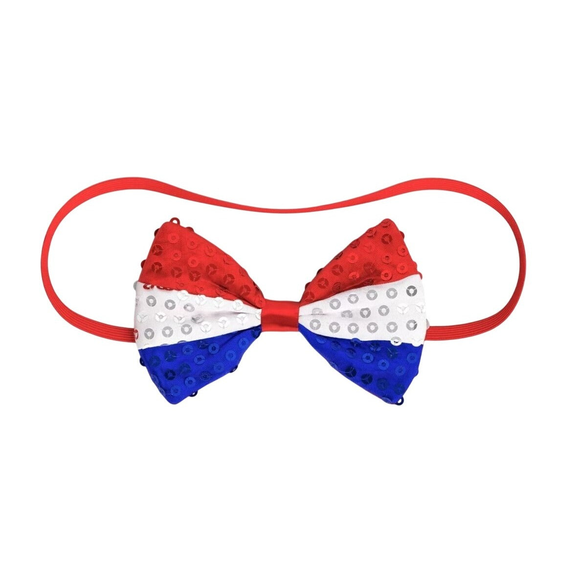 Sun Squad Adult Sequin Bow Tie Red White & Blue One Size Fits Most