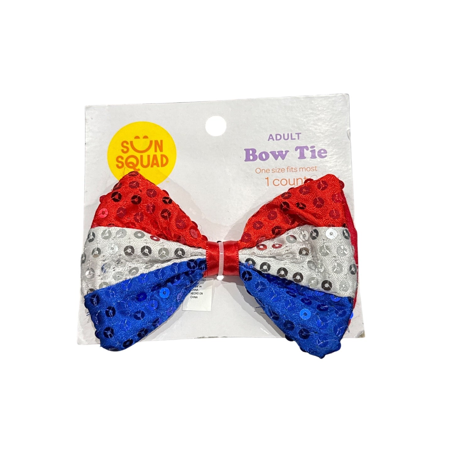 Sun Squad Adult Sequin Bow Tie Red White & Blue One Size Fits Most