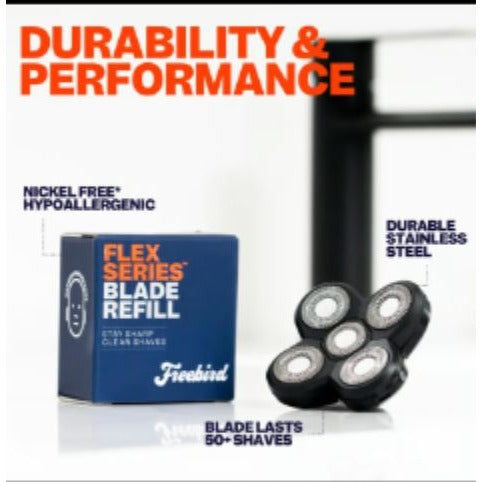 Freebird Flex Series Blade Refill Pack Smooth & Sharp Shave Blades 4 Units Blue Packaging USA-Made