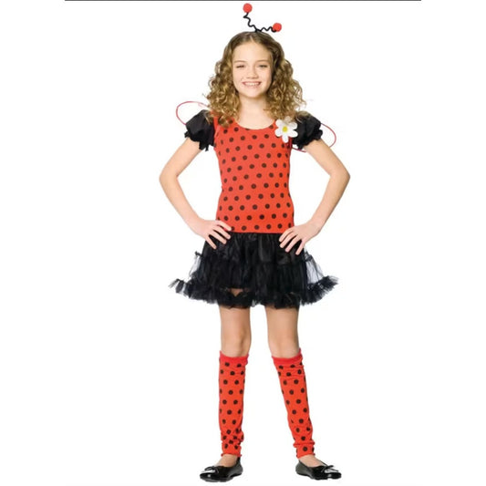 Daisy Bug Costume For Girls Medium 7-10 By Enchanted Costumes 4-Piece Set Dress Headband Leg Warmers Wings