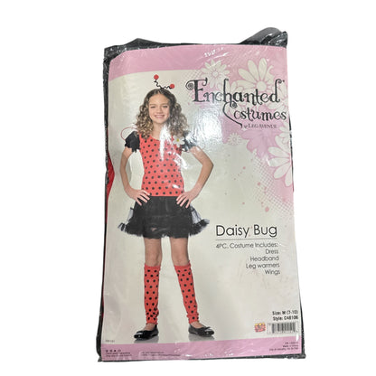 Daisy Bug Costume For Girls Medium 7-10 By Enchanted Costumes 4-Piece Set Dress Headband Leg Warmers Wings
