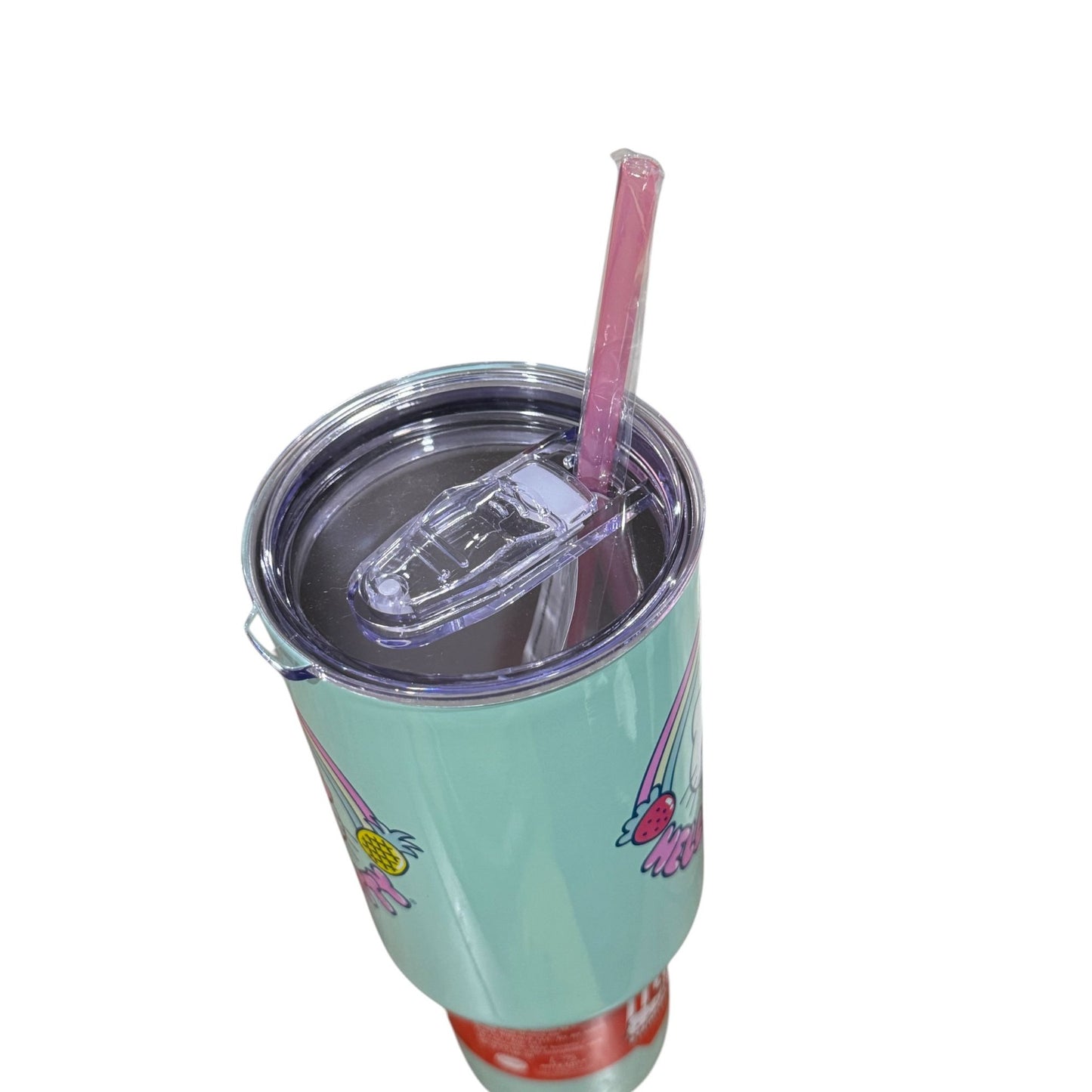Hello Kitty 40oz Tumbler With Handle & Straw Mint Stainless Steel Travel Mug Rainbow Design