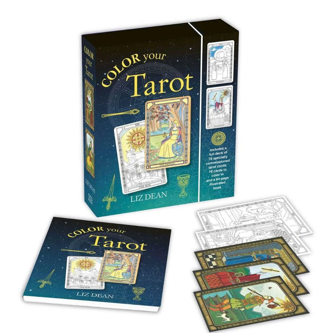 Color Your Tarot By Liz Dean - 78 Tarot Cards To Color & 64-Page Guidebook Set