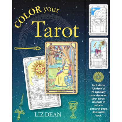 Color Your Tarot By Liz Dean - 78 Tarot Cards To Color & 64-Page Guidebook Set