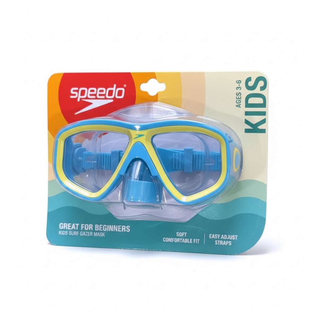Speedo Kids Surf Gazer Mask Ages 3-6 UV Protection & Adjustable Straps - Blue & Yellow