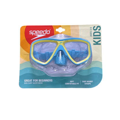 Speedo Kids Surf Gazer Mask Ages 3-6 UV Protection & Adjustable Straps - Blue & Yellow