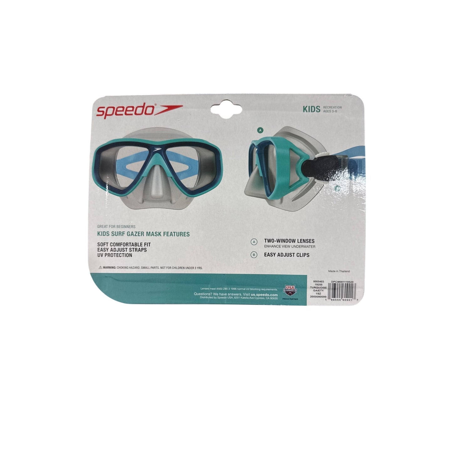 Speedo Kids Surf Gazer Mask Ages 3-6 UV Protection & Adjustable Straps - Blue & Yellow