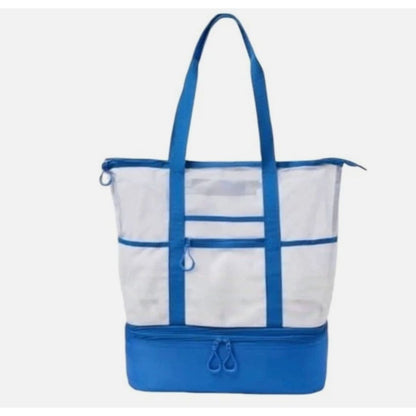 Sun Squad Beach Bag With Detachable Cooler & Waterproof Pocket Blue 19.5"x6"x18.5"
