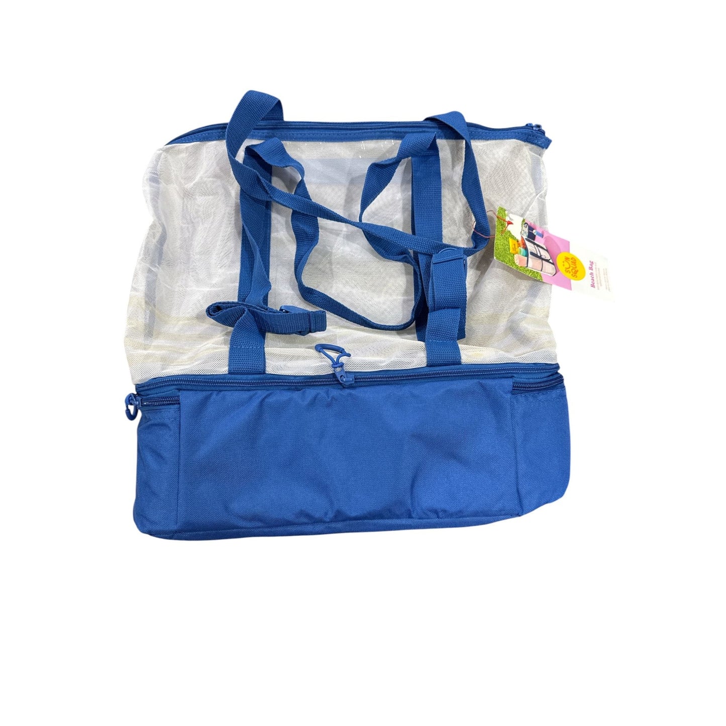 Sun Squad Beach Bag With Detachable Cooler & Waterproof Pocket Blue 19.5"x6"x18.5"
