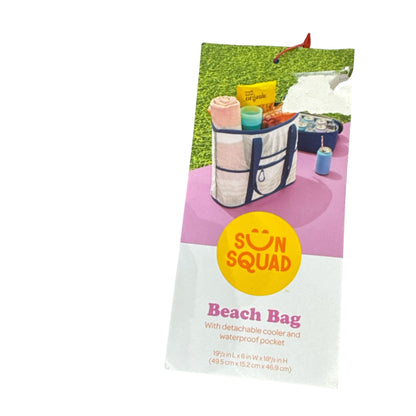 Sun Squad Beach Bag With Detachable Cooler & Waterproof Pocket Blue 19.5"x6"x18.5"