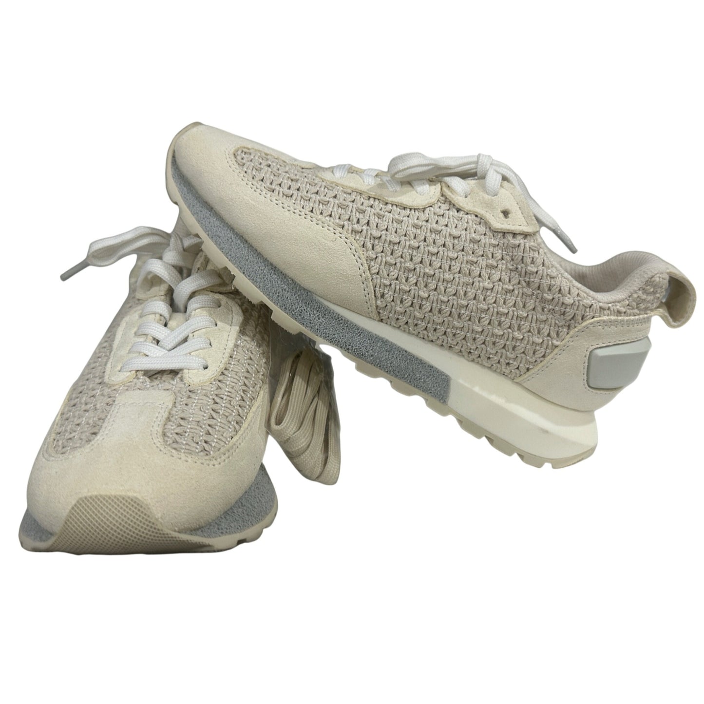 Vintage Havana Women's Woven Sneakers Beige Lace-Up Casual Shoes Size 5.5