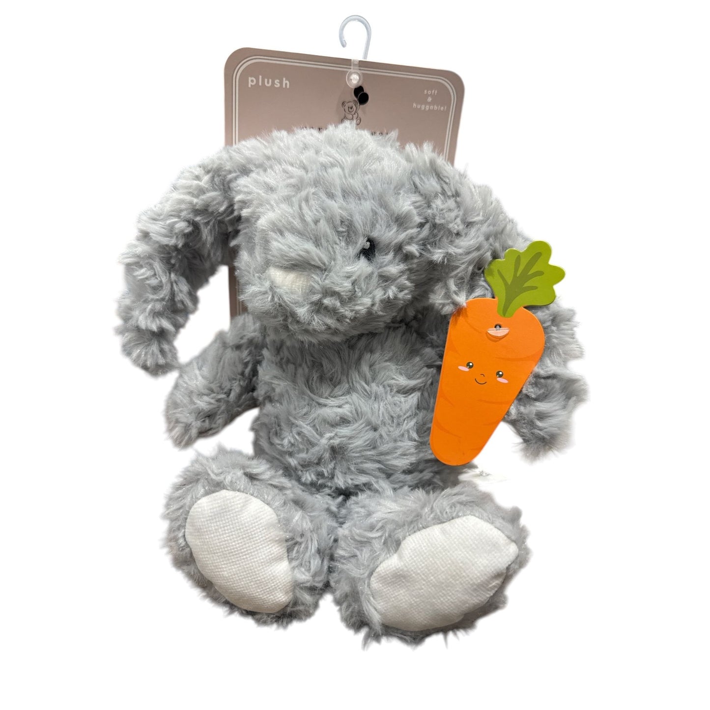 Carried Away Gray Plush Bunny With Carrot Toy - Soft & Huggable - Polyester - New With Tags