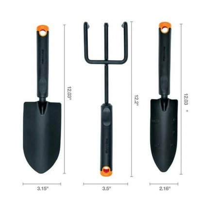 Fiskars Garden Tool Set Trowel, Transplanter & Cultivator With Comfort Grip Handles Durable Design For Outdoor Gardening Tasks