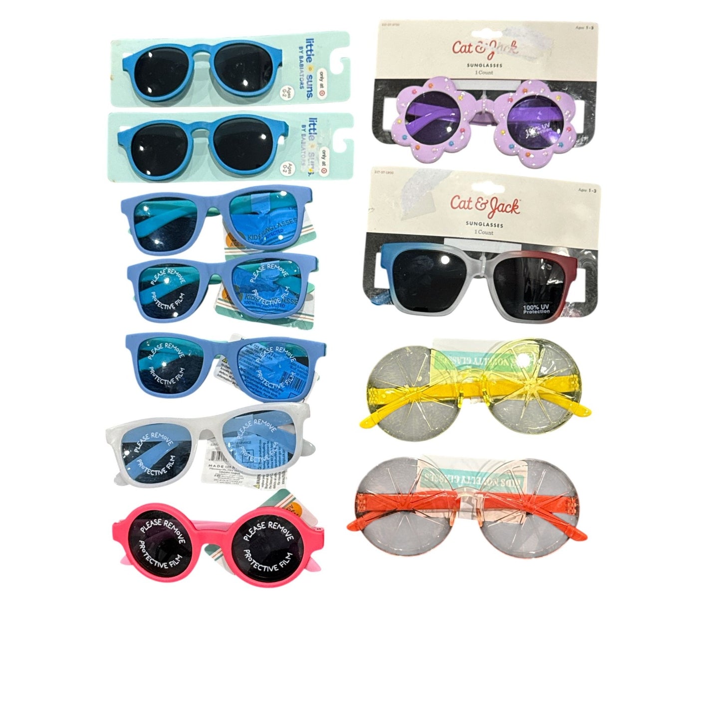 Kids Sunglasses Assortment - UV Protection Fun Designs Ages 0-3 Various Colors & Styles 11pcs.