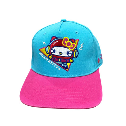 Hello Kitty Snapback Cap With Embroidered Graphic Turquoise & Pink Adjustable Fit OS New With Tags