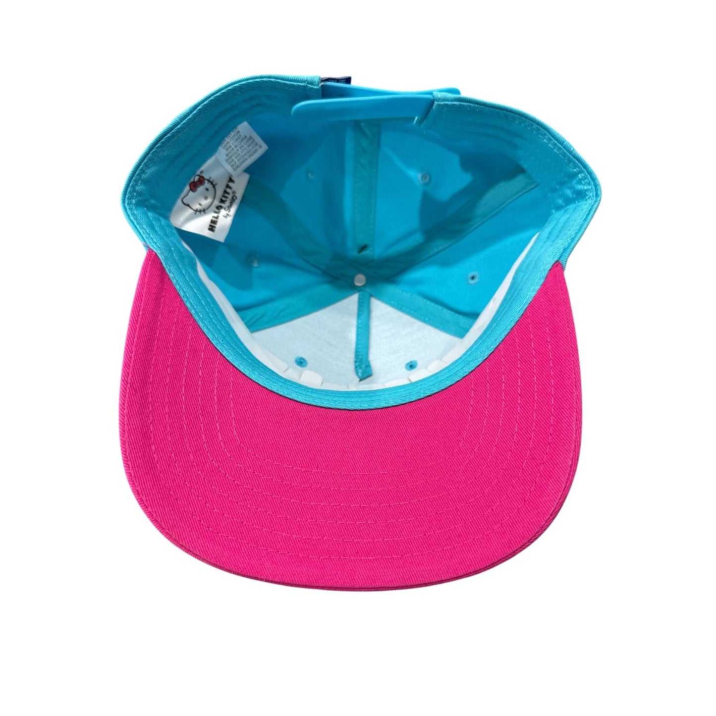 Hello Kitty Snapback Cap With Embroidered Graphic Turquoise & Pink Adjustable Fit OS New With Tags