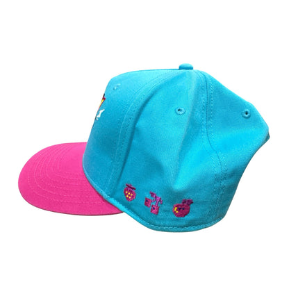 Hello Kitty Snapback Cap With Embroidered Graphic Turquoise & Pink Adjustable Fit OS New With Tags