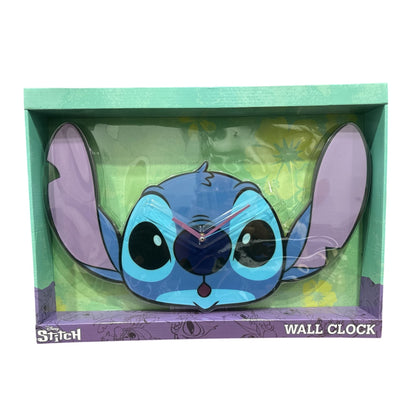 Disney Stitch Character Shaped Wall Clock With Analog Display Requires 1 AA Battery Purple & Blue Design