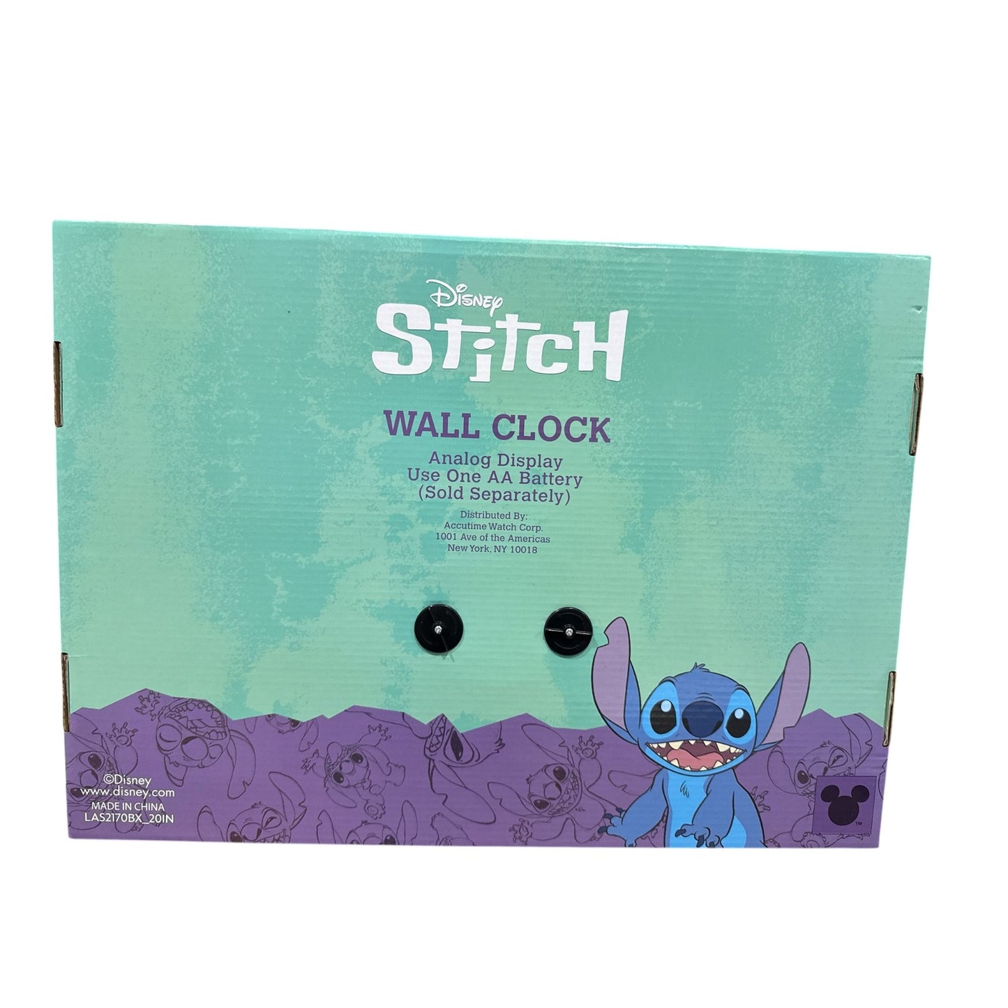 Disney Stitch Character Shaped Wall Clock With Analog Display Requires 1 AA Battery Purple & Blue Design