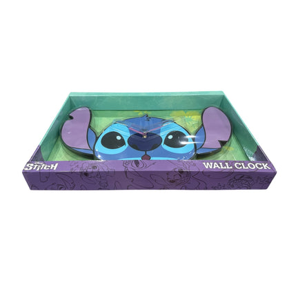 Disney Stitch Character Shaped Wall Clock With Analog Display Requires 1 AA Battery Purple & Blue Design
