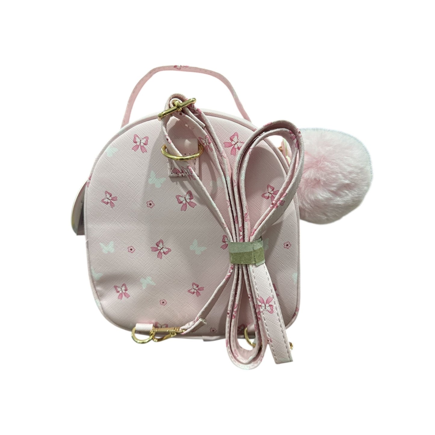 Underonesky Pink Convertible Mini Backpack With Floral & Butterfly Design
