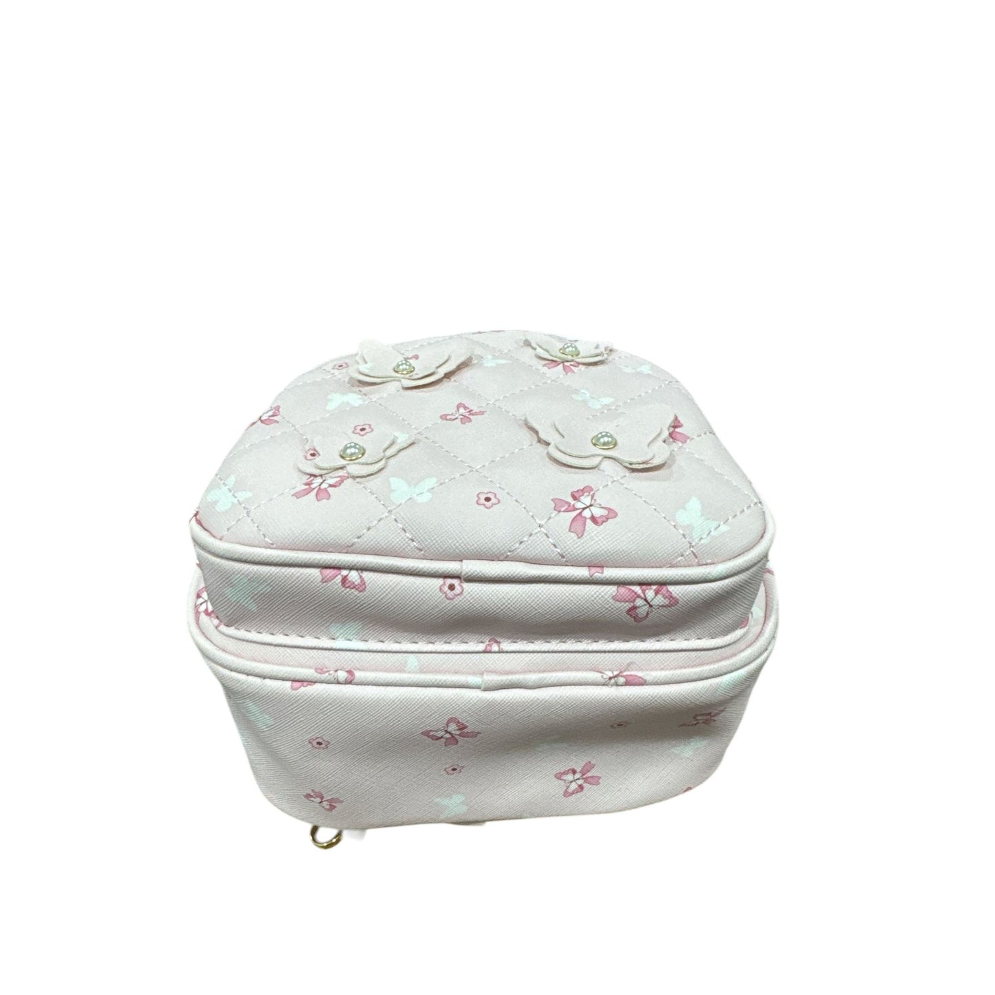Underonesky Pink Convertible Mini Backpack With Floral & Butterfly Design