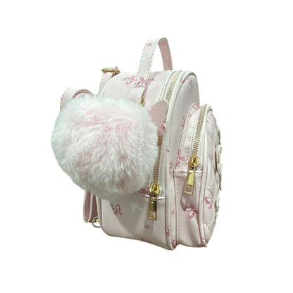 Underonesky Pink Convertible Mini Backpack With Floral & Butterfly Design
