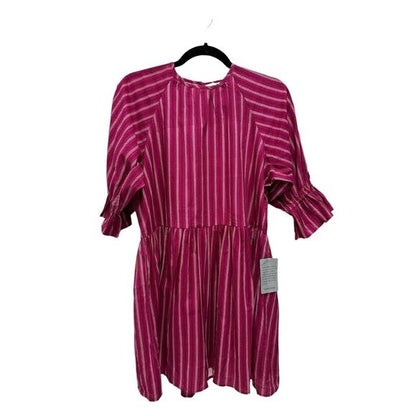 Striped Burgundy Ruffle Sleeve Mini Dress By Maisie - Womens Size S