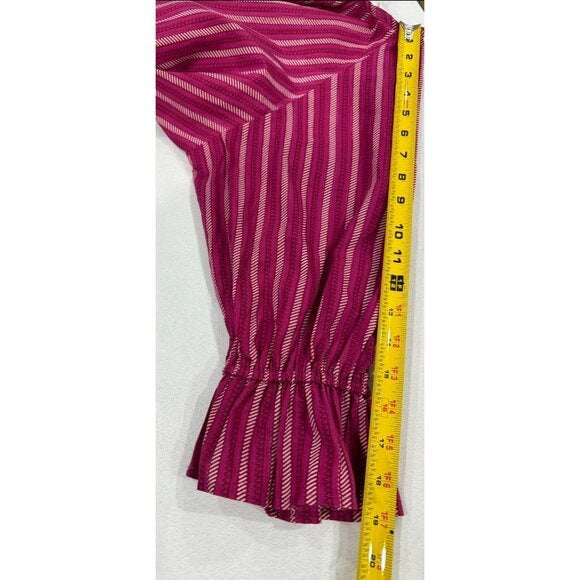 Striped Burgundy Ruffle Sleeve Mini Dress By Maisie - Womens Size S