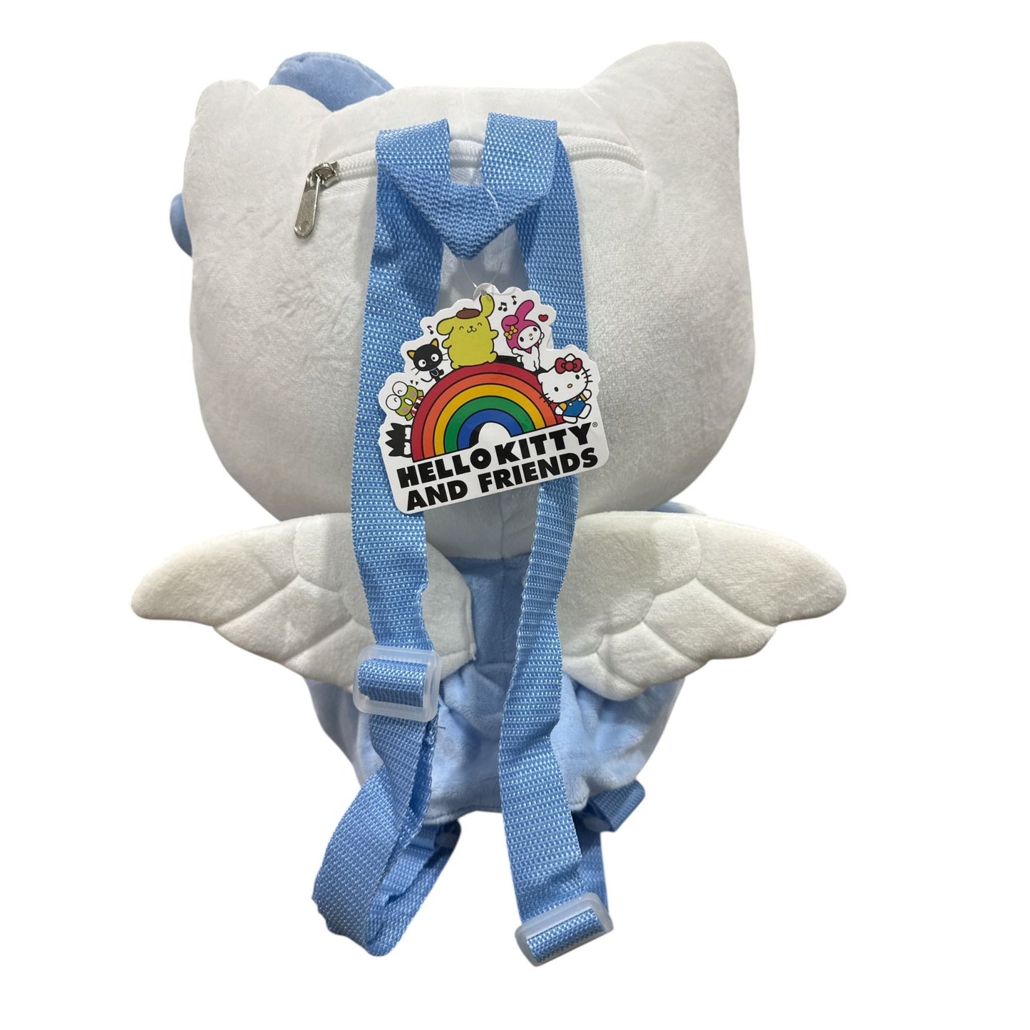 Hello Kitty Plush Backpack With Blue Dress & Bow - Soft Angel Wing