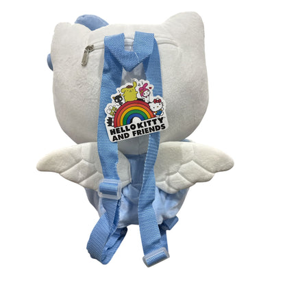 Hello Kitty Plush Backpack With Blue Dress & Bow - Soft Angel Wing
