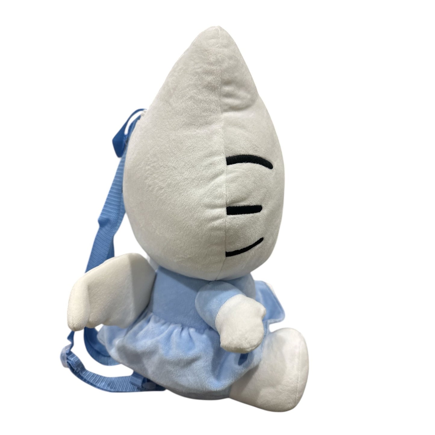 Hello Kitty Plush Backpack With Blue Dress & Bow - Soft Angel Wing