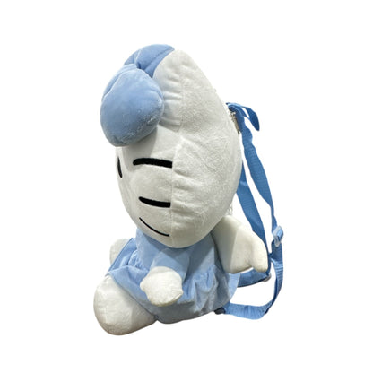 Hello Kitty Plush Backpack With Blue Dress & Bow - Soft Angel Wing
