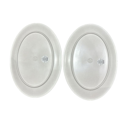 Striped Oval Serving Plates Set Of 2 Beige & Pink Dishwasher Safe 18"