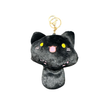 Squeak Chao Cool Meng Casual Plush Black Cat Keychain With Gold Clasp - Cute Accessory For Bags Or Keys