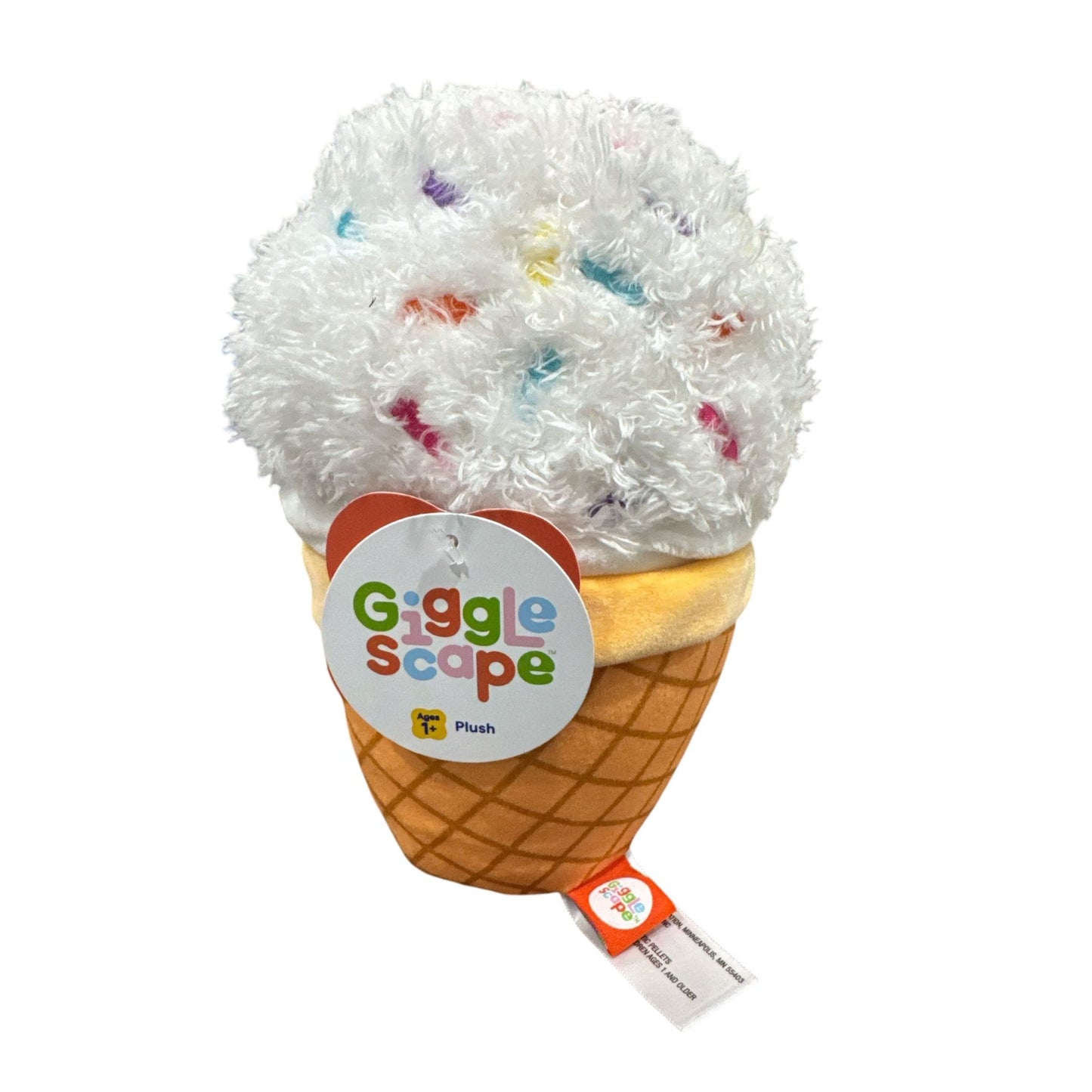 Gigglescape Ice Cream Cone Plush Toy With Sprinkles 6" Soft and Adorable Ages 1+