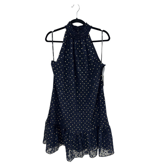 Kensie Navy & Gold Polka Dot Smocked Halter Dress Size 8 - New With Tags