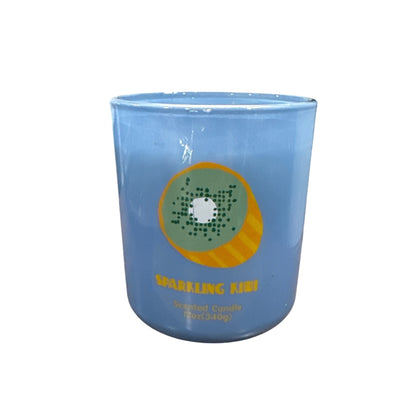 Room Essentials Sparkling Kiwi Scented Jar Candle 12oz Blue Glass
