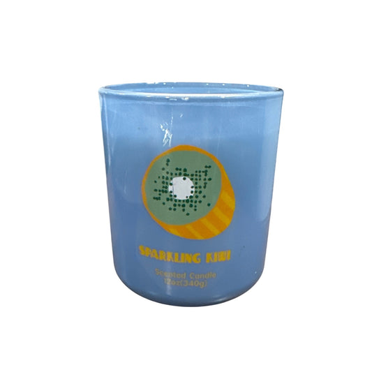 Room Essentials Sparkling Kiwi Scented Jar Candle 12oz Blue Glass