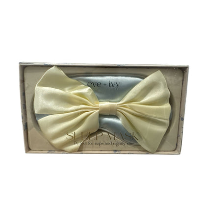 Eve + Ivy Satin Sleep Mask With Bow - Ultra Soft One Size Ivory & Blue