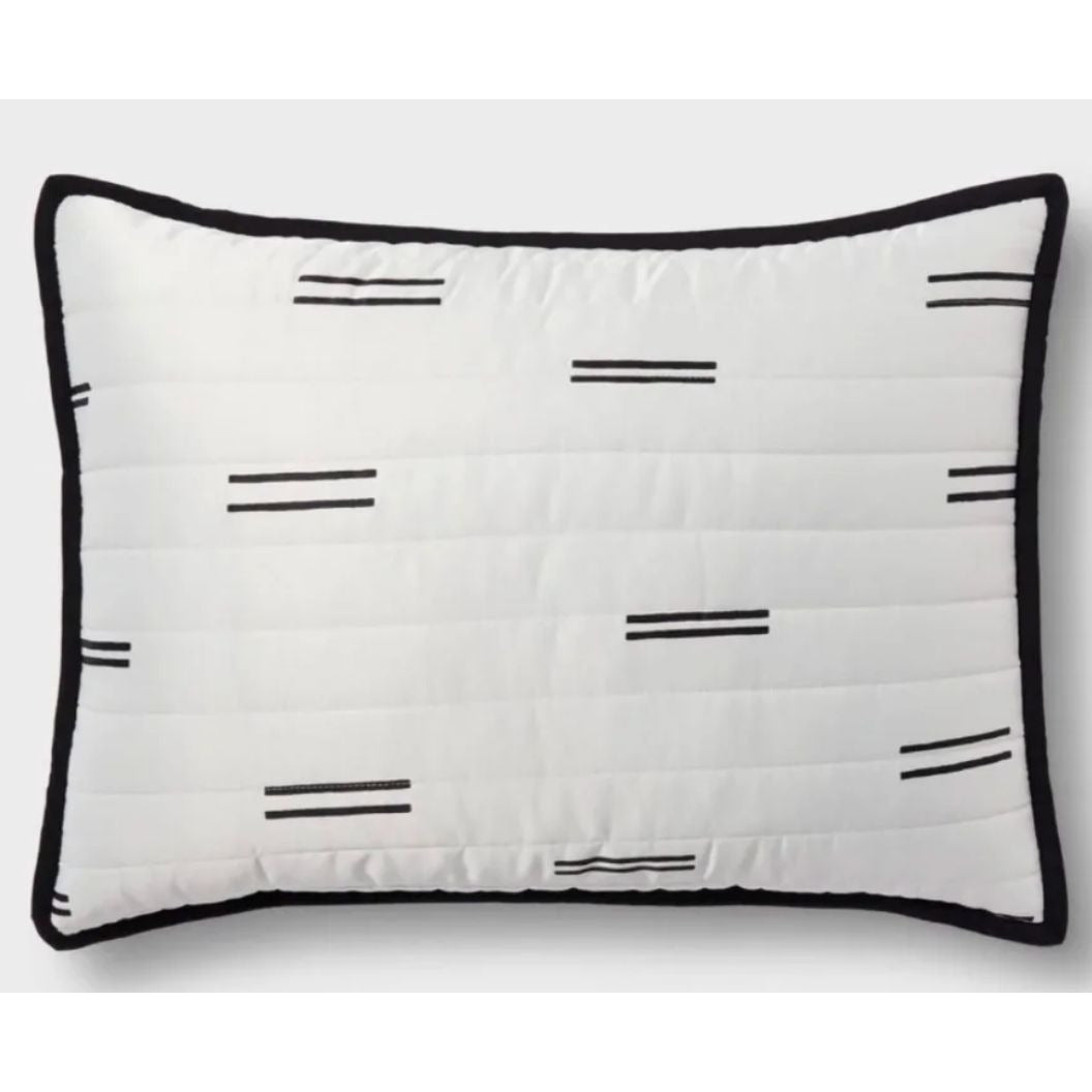 Room Essentials Satin Sham Pillow Covers Standard Size Set Of 2 White With Black Stripes Machine Washable