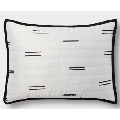 Room Essentials Satin Sham Pillow Covers Standard Size Set Of 2 White With Black Stripes Machine Washable