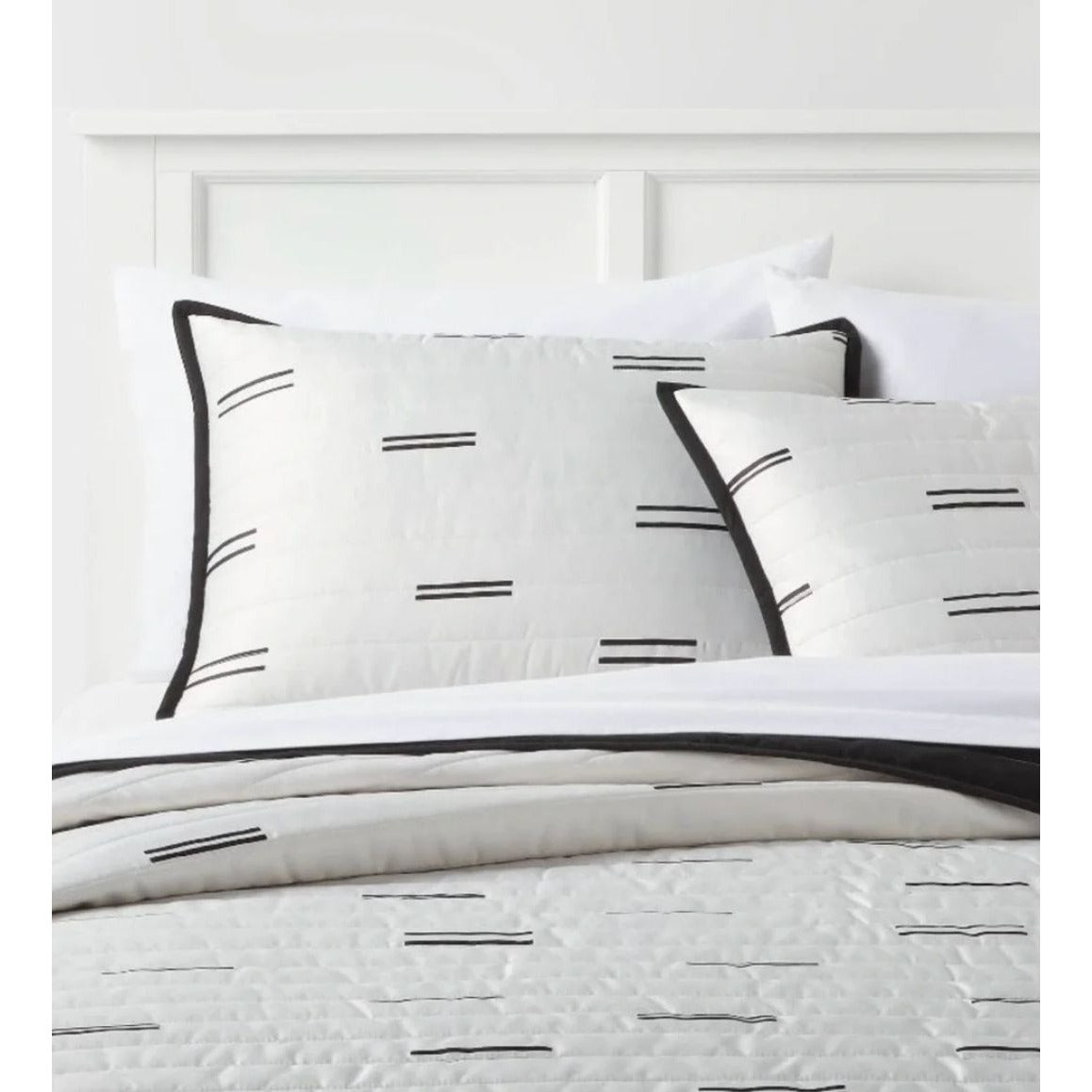 Room Essentials Satin Sham Pillow Covers Standard Size Set Of 2 White With Black Stripes Machine Washable