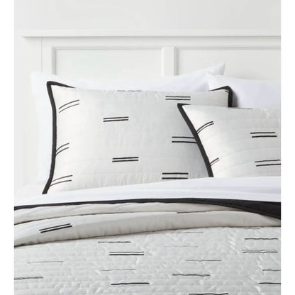 Room Essentials Satin Sham Pillow Covers Standard Size Set Of 2 White With Black Stripes Machine Washable