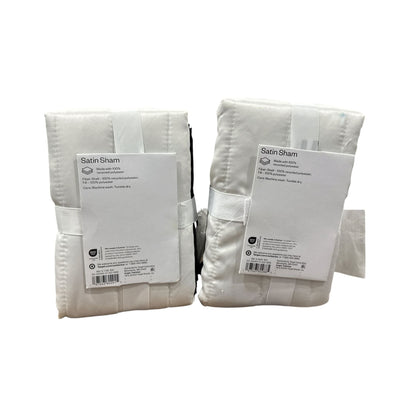 Room Essentials Satin Sham Pillow Covers Standard Size Set Of 2 White With Black Stripes Machine Washable