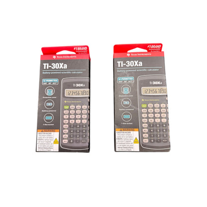Set of 2 Texas Instruments TI-30Xa Battery-Powered Scientific Calculator With Protective Cover Permitted For SAT/AP/ACT Exams