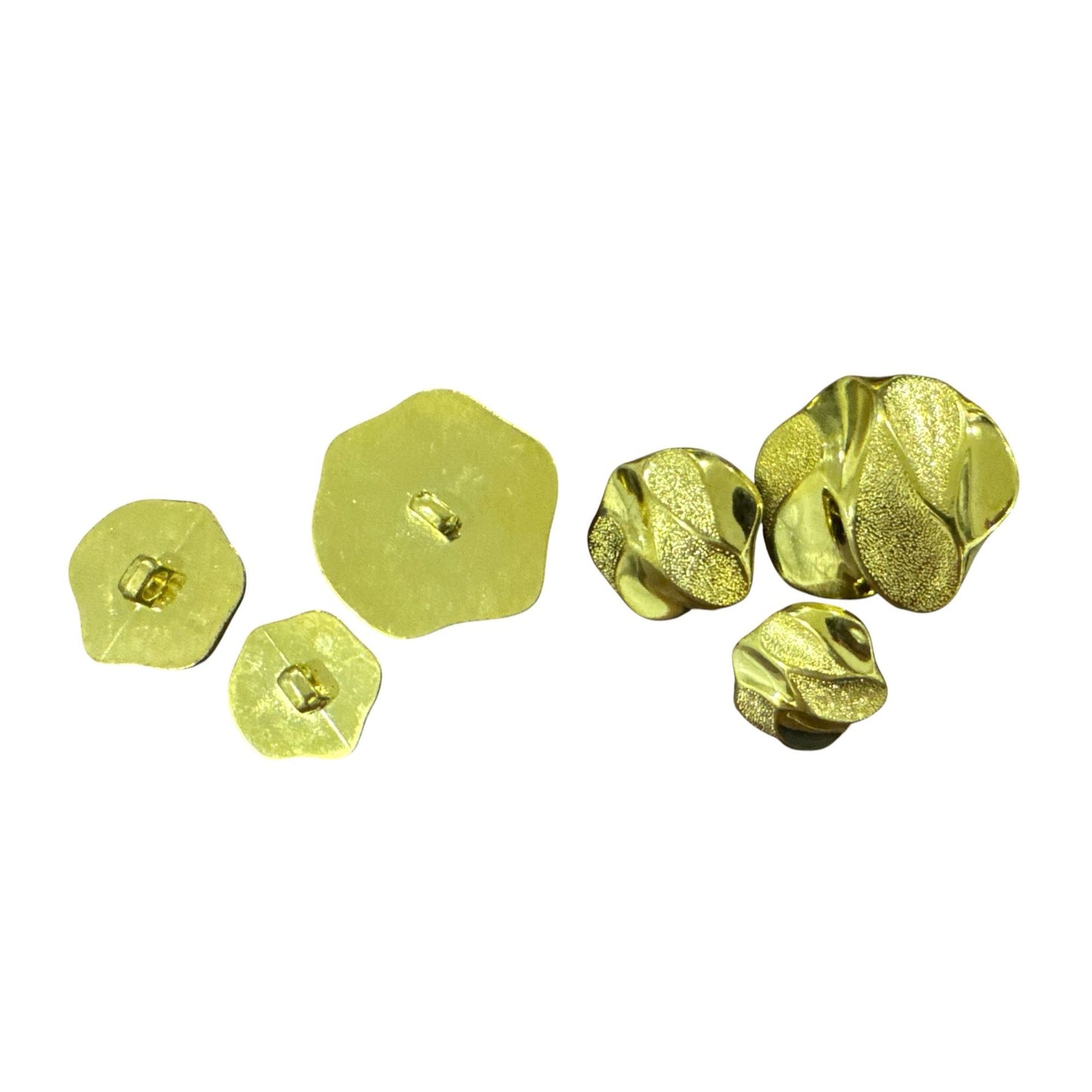 Gold Flower-Shaped Metal Buttons Set Of 40 For Sewing Or Craft Projects