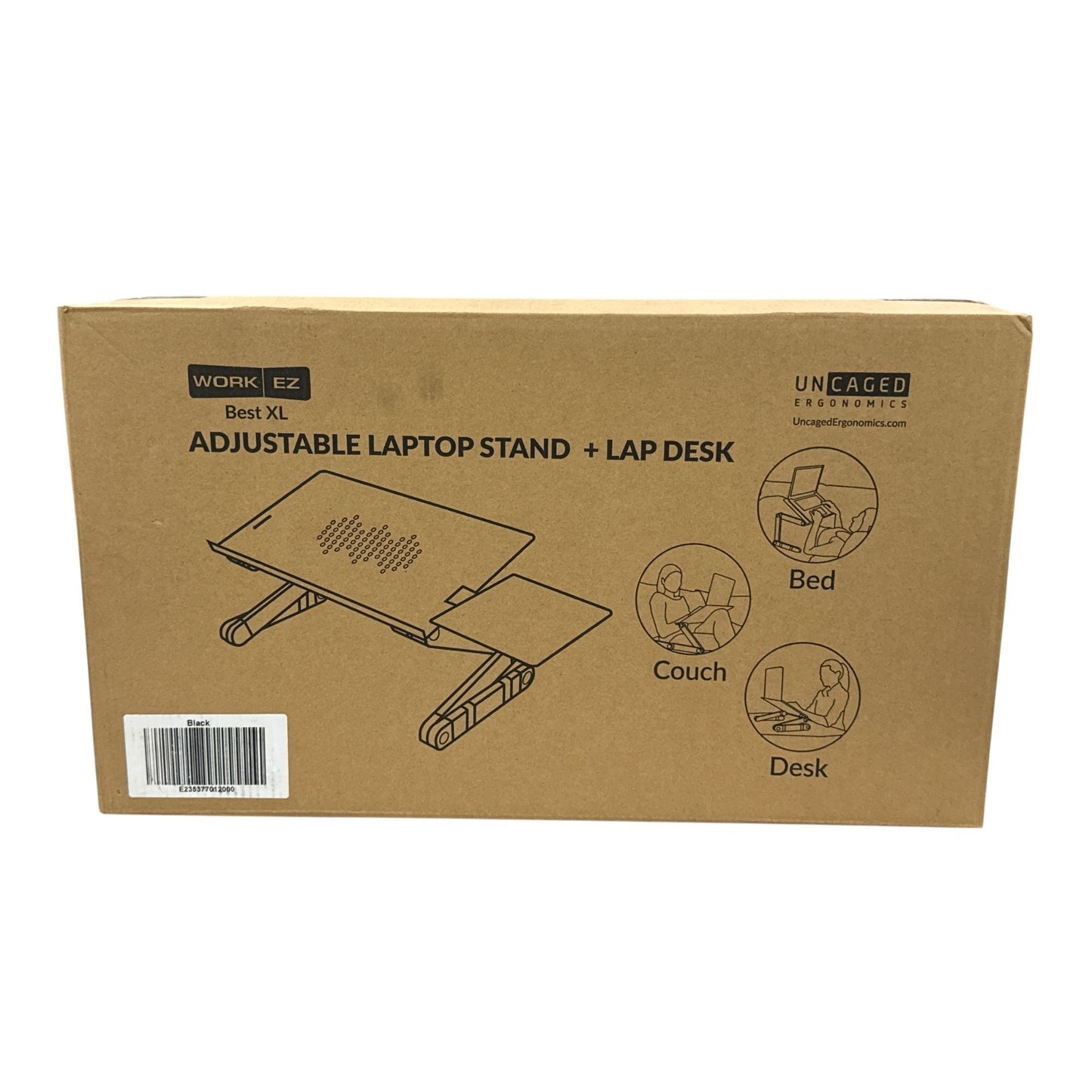 WorkEZ Best XL Adjustable Laptop Stand & Lap Desk For Bed Couch Desk - Black