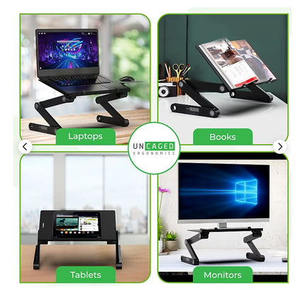 WorkEZ Best XL Adjustable Laptop Stand & Lap Desk For Bed Couch Desk - Black